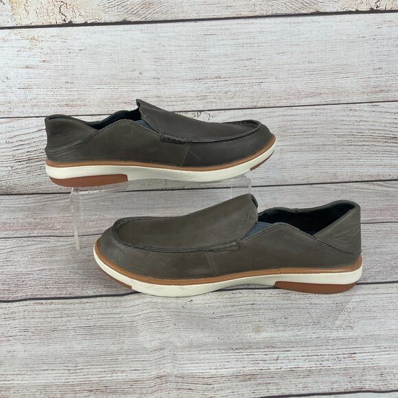 Olukai Kalia Slip-On Mens Sz 9.5 Leather Loafers Gray main image 8